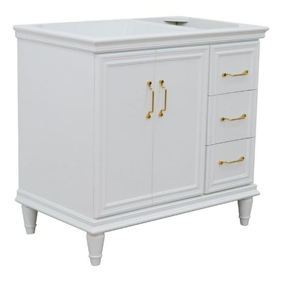 36 in. Single Wooden Vanity  White Finish Left Door Cabinet Only