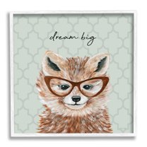 Stupell Dream Big Happy Fox Patterned Animals & Insects Painting White Framed Art Print Wall Art