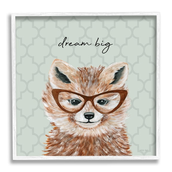 Stupell Dream Big Happy Fox Patterned Animals & Insects Painting White Framed Art Print Wall Art