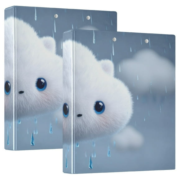 3 Ring Binder 1.5 inch Round Rings with Interior Pockets Binders Organizer Office School 2Pack Clouds with Ears