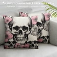 thumbnail image 3 of JEUXUS  Skull and with Flowers Pillow Cover Pink Cherry Rustic Throw Pillow Covers for Sofa Couch Decoration, 3 of 5