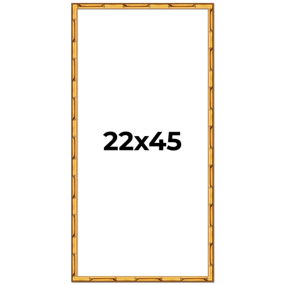 22x45 Frame Gold Bamboo Solid Wood Picture Frame | 0.75 Inch Moulding Width | Interior Frame Depth