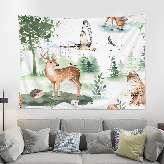 FHENF Tapestries Vintage Flower Printed Tapestry Polyester Fabric for Wall