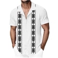 thumbnail image 2 of Hesxuno Men Untucked Dress Shirts Camp Collar Button Down Shirt Summer Cuban Guayabera Shirt Floral Printed Loose Fit Tops Casual Comfortable Holiday Shirts White XL, 2 of 4