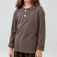 thumbnail image 6 of QIbmong Infants Toddler Boys Girls Shirts Long Sleeve Button Crew Neck Tops Casual Comfy School Home Fall Winter Undershirts for Kids(3-4Years,Brown), 6 of 9