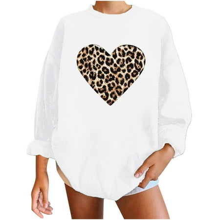 

Womens Long Sleeves Blouse Fashion Valentine s Day Love Printing Pullover Casual Loose Crew Neck Ladies Tunics Sweatshirt Tops