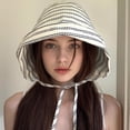 thumbnail image 4 of Striped Bucket Hats Outdoor Travel Vacation Sun Protection Women Visors Girls Sunhat Colors, 4 of 8