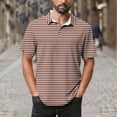 thumbnail image 2 of FRSASU Polo Shirts for Men Long Sleeve Striped Printing Tops Summer Casual Loose Shirt Brown L, 2 of 5