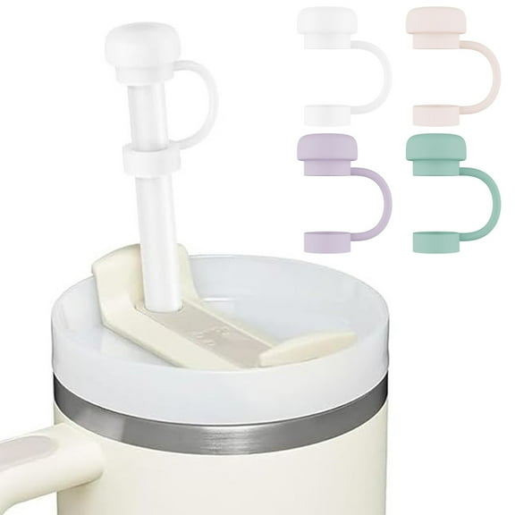 Ludlz 4Pcs Silicone Straw Caps 10mm Straw Dust Cover for Sports Bottle Solid Color Straw Toppers for Tumblers Dust-Proof & Leak-proof Drinking Straw Lids for Reusable Straws Water Cup Accessories