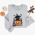 thumbnail image 5 of Gamivast Halloween Graphic Pullover Sweatshirts for Women Cute Cat In Pumpkin Print Long Sleeve Fall Tops Lightweight Comfortable Crewneck Casual Novelty Jumper Shirt Gray L, 5 of 6