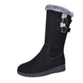 thumbnail image 2 of OKBOP Women's Winter Boots Mid-Calf Zip-Up Faux Fur Trim Insulated Chunky Sole Warm Cozy 36, 2 of 5