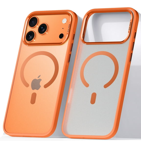 Dteck for iPhone 17 Pro Magnetic Case, Shockproof Compatible with MagSafe Accessory, Military-Grade Drop Protection Magnetic Phone Case Scratch-Resistant Frosted Back Cover, Orange