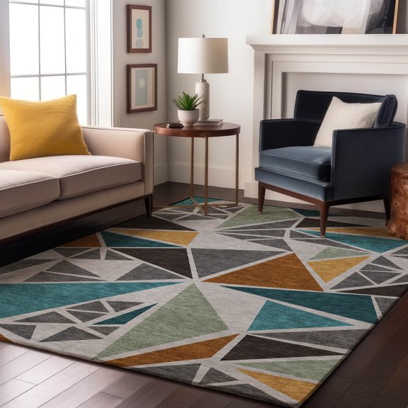 Addison Rugs Mayfield Premium Machine Washable Transitional Geometric Gray Rectangle Rug, 9' x 12'