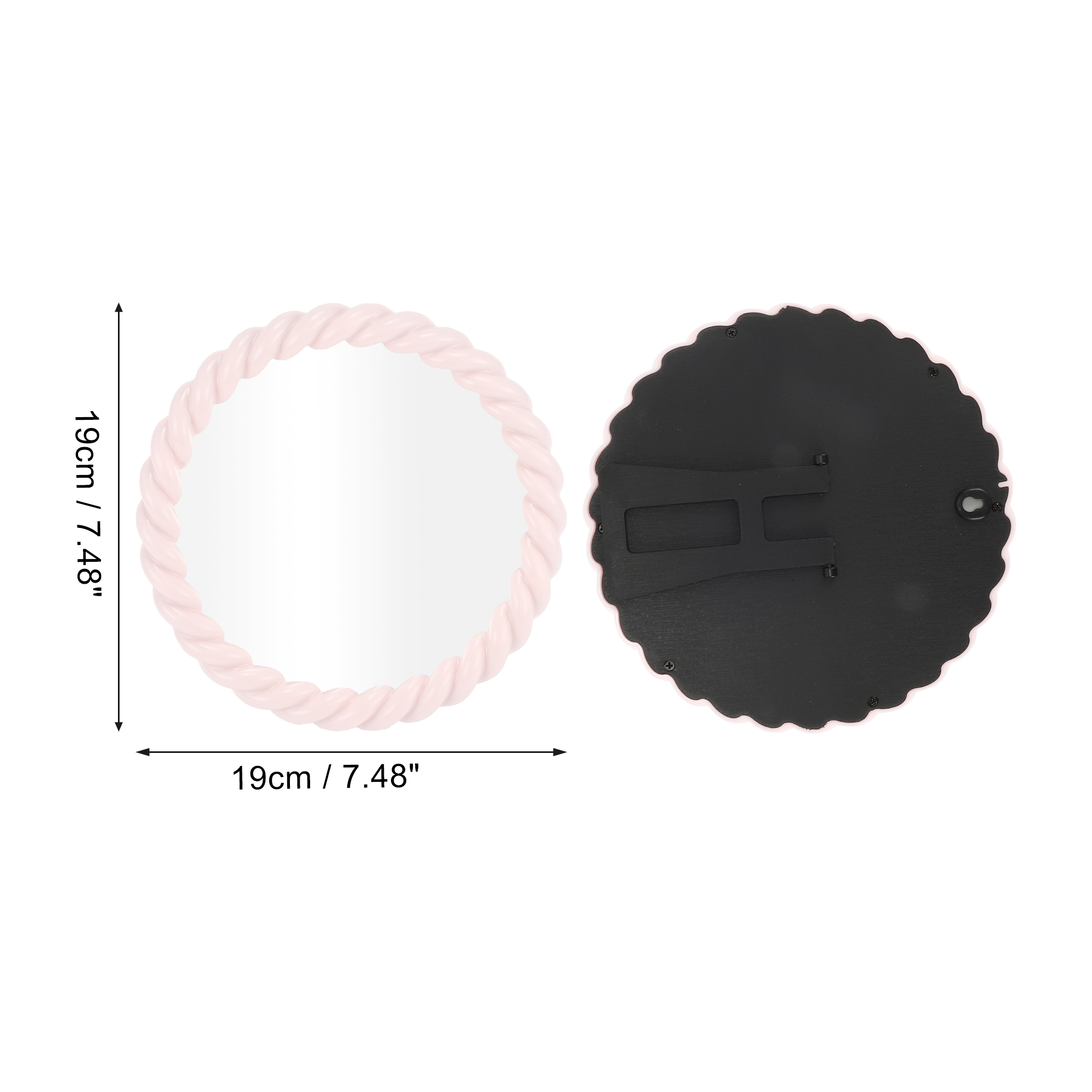 Unique Bargains 1Pc Twisted Round Shape Desktop Cosmetic Mirror Pink