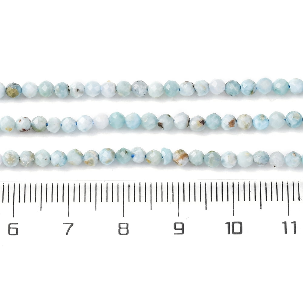 Natural Larimar Beads Strands Faceted Round 3mm Hole: 0.6mm 120~135pcs/strand 14.96''~15.5''(38~39cm)