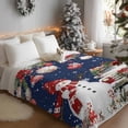 thumbnail image 3 of Christmas Snowman Truck Flannel Blanket for Bed,Travel and Camping, Poinsettia Leaf Xmas Balls Super Soft Cozy Blanket for All Seasons 30"x40", 3 of 9