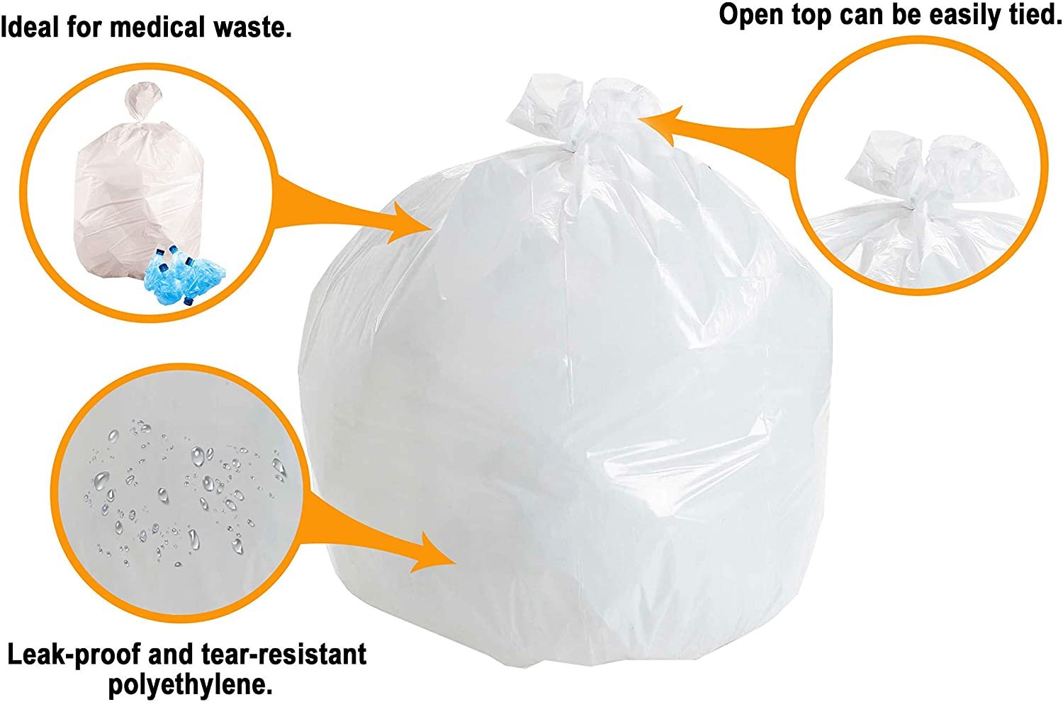 Ultrasac - Recycling Bag, 45 Gallon, 1.1 Mil, 40x46, Clear, 100 Count  w/Ties