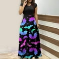 thumbnail image 1 of TIMIFIS Robe Longue Maxi d'Halloween pour Femmes Manches Courtes Col Rond Taille Haute Robe Longue Fluide Tendance Graphique Fête Automne/hiver, 1 of 5