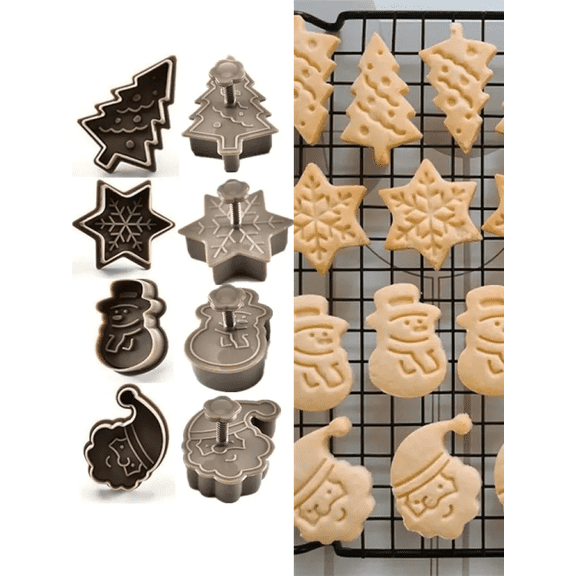 4-Piece Christmas Cookie Cutter Set, Snowman Tree Snowflake Santa, 1-Pack