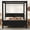 Black, variant on MODERNLUXE Queen Size Canopy Platform Bed, Upholstery Platform Bed Frame with Four Posters, Vertical Ribbed Corduroy Design, Black