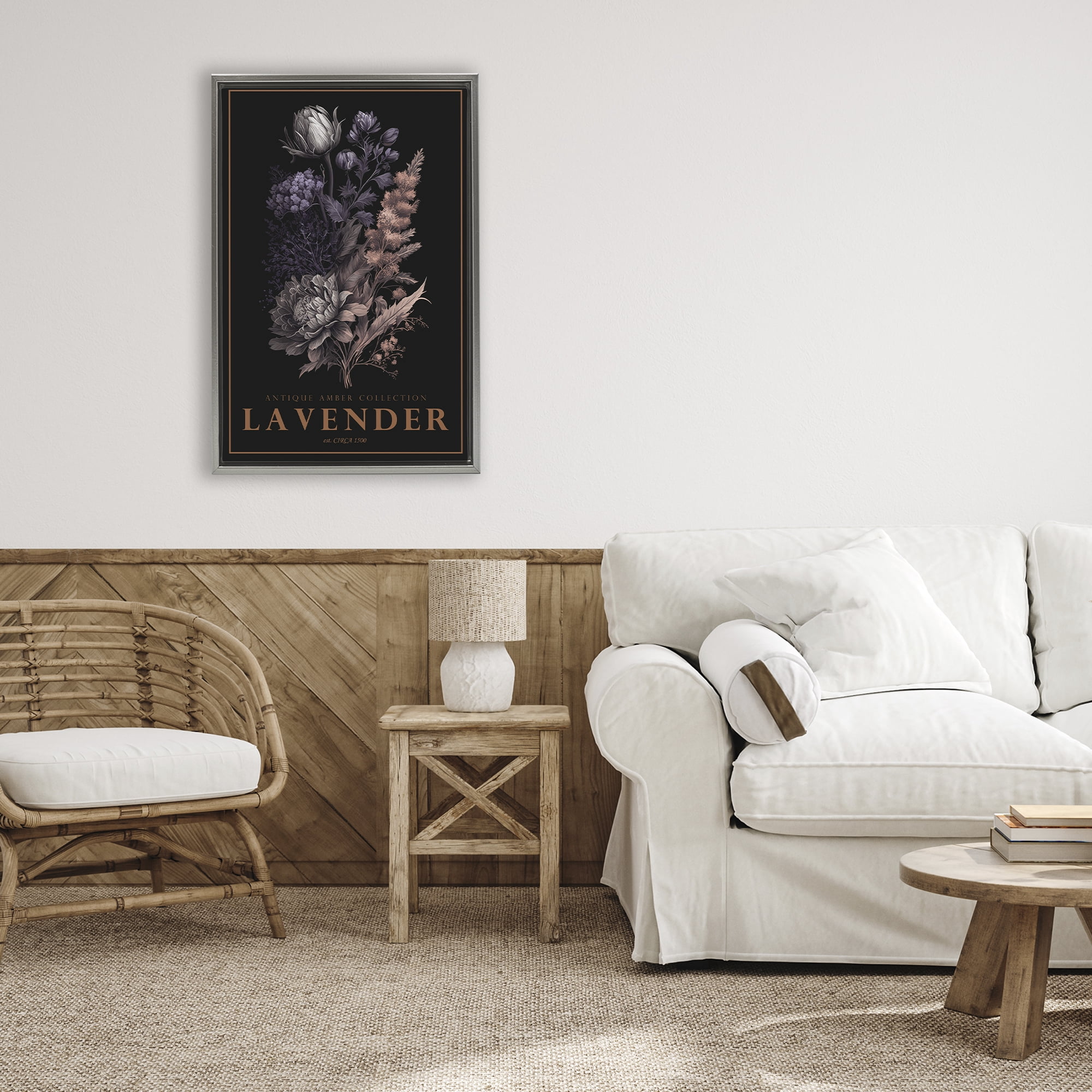 Stupell Industries Antique Lavender Light Gray Framed Floater Canvas Wall Art, design by Chris Giampietro