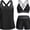 Black and Gray, variant on Women's three piece Tankini swimsuit - abdominal control vest with bra, moderate swimsuit with pockets, shorts, bottom 2026