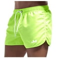 thumbnail image 2 of Mens Swim Trunks Men's Solid Color Casual Beach Board Shorts Sports Quick-Dry Swim Trunks with Drawstring Summer Surfing Bathing Suit Crop Pants for Swimming Travel Fluorescent Green 2XL, 2 of 5