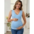 thumbnail image 2 of DARING DIVA Women's Nursing Tank Wrap V-Neck Ruched Breastfeeding Tops L Black & Blue, 2 of 7