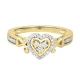 thumbnail image 3 of Dazzlingrock Collection Round White Diamond 3 Stone Framed Heart Ring for Women (0.18 ctw, Color I-J, Clarity I1-I2) in 18K Yellow Gold, Size 8, 3 of 5