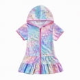 thumbnail image 2 of mgoYE 5t Girls Swimsuit Toddler Little Girl Swim Cover Up Beach Towel Bathing Suit Cover Ups Swimsuit Summer Baby Beach Essentials(Purple,6-7 Years), 2 of 4