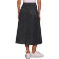 thumbnail image 3 of Faldas de mezclilla para mujer Inspire Chic, de cintura alta, en línea A, faldas de jean casuales con bolsillos, negras, talla XS, 3 of 6