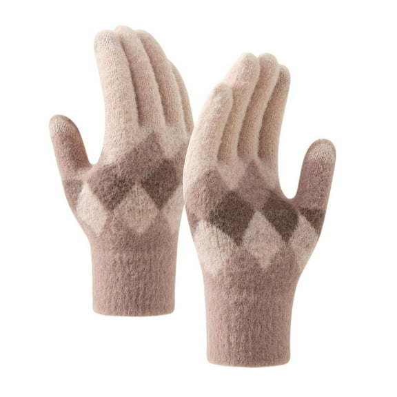 AWZXDE Winter Ski Inner Gloves for Men and Women - Outdoor Cycling Plus Windproof Cold Warm Flip Finger Screen Gloves Khaki,One Size