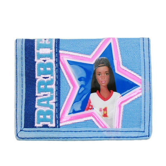 Mattel Barbie Doll Star Blue Black Girl Trifold Wallet/Card Holder for Kids