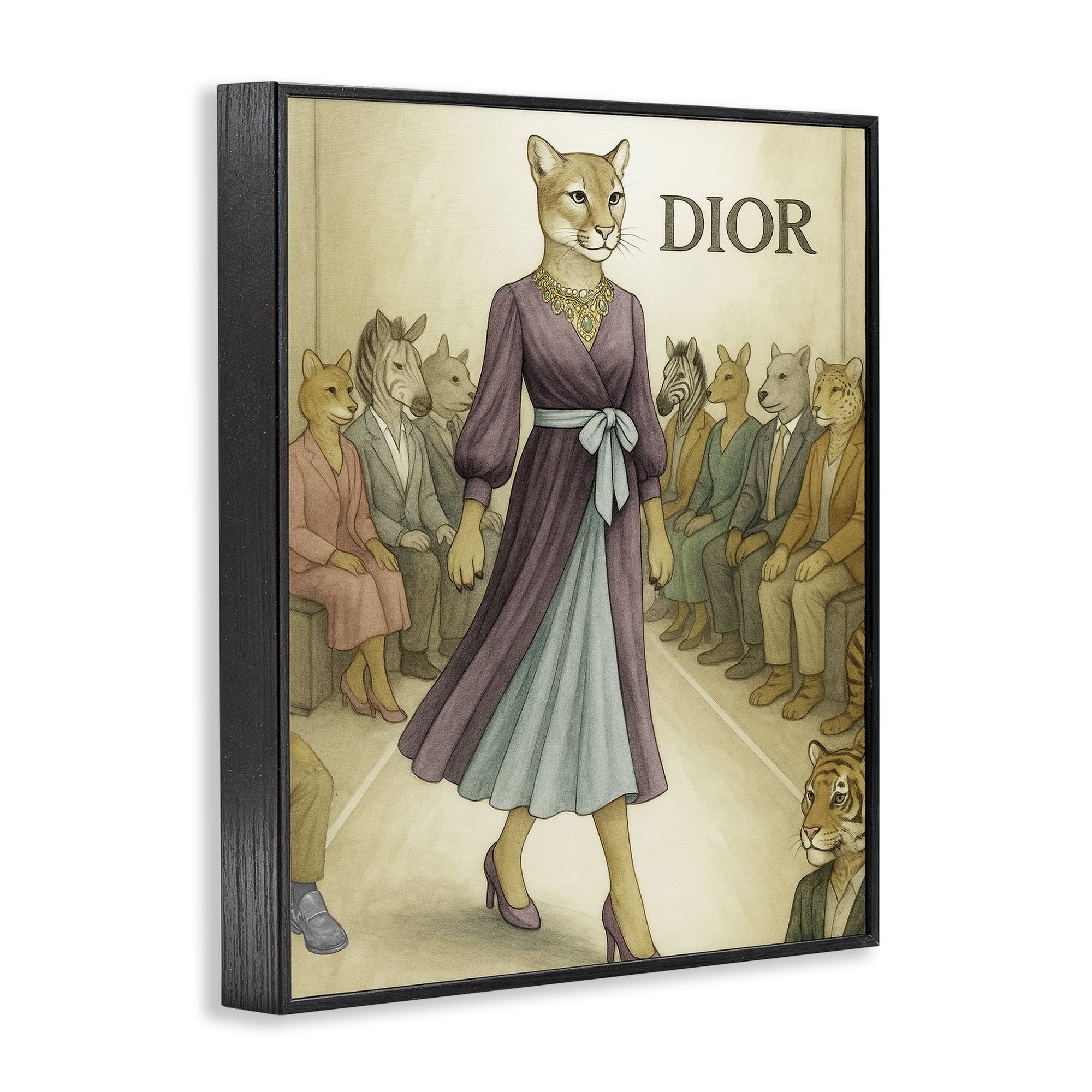 Stupell Industries Fashion Runway Cougar Black Framed Giclee Art, design by Grotto Studios