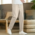 thumbnail image 5 of Ohufall Men's Straight Leg Pants Fashion Relaxed Fit Elastic Waist Drawstring Trouser Plus Size Solid Casual Jogger Pants for Men, 5 of 5