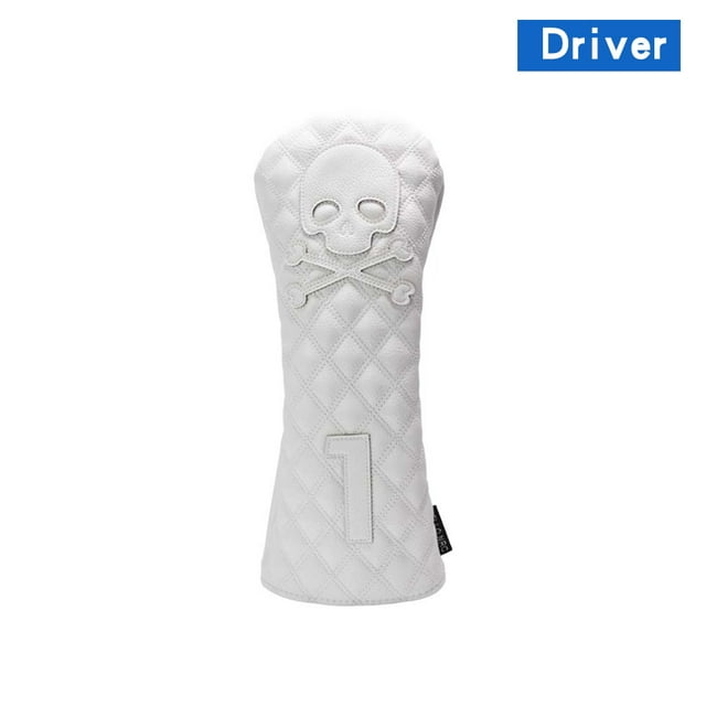 Golf Wood Cover Skull For Driver Fairway Hybrid Waterproof Protector Set PU Leather Soft Durable Golf Club Covers White for Driver
