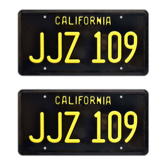 Bullitt | '68 Mustang | JJZ 109 | Metal Stamped Replica Prop License Plate Combo