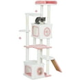 thumbnail image 1 of PawHut Arbre à Chat de 65 Pouces, Tour à Chat à Plusieurs Niveaux avec Condos, Perchoir, Blanc, 1 of 10