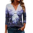 thumbnail image 2 of Zorckvet Women's T-Shirt - Ghost Print, 3/4 Sleeve & Notched V-Neck, 2 of 5