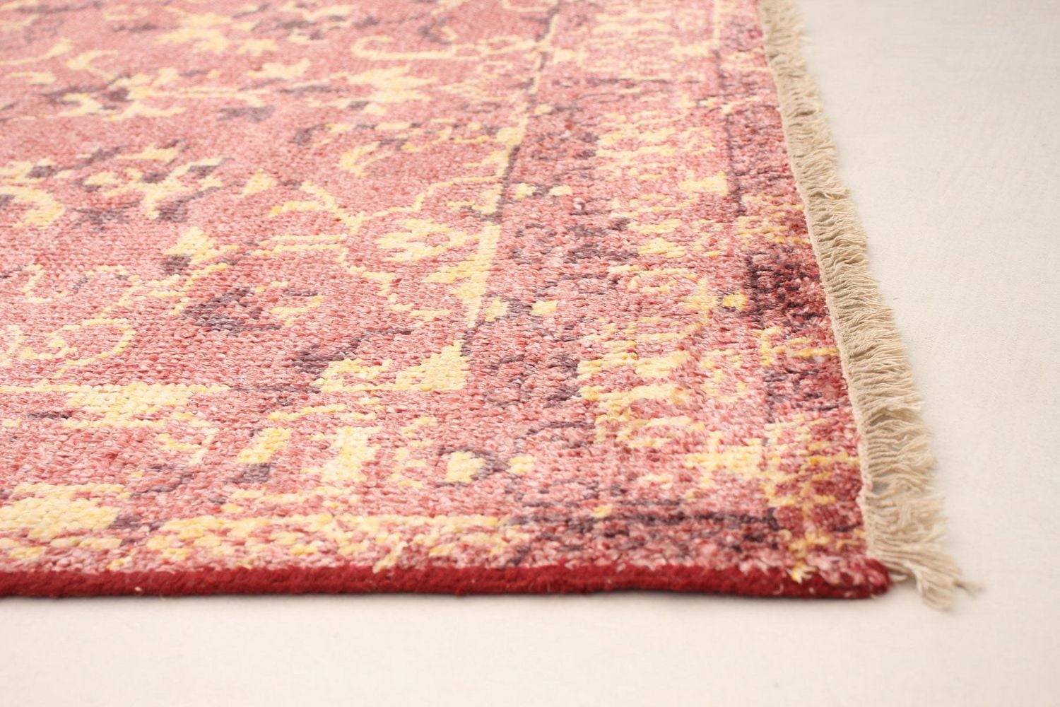ECARPETGALLERY 5'1" x 7'10" Bordered Jules Oushak Hand-knotted Area Rug for Living Room, Dining Room and Bedroom in Red