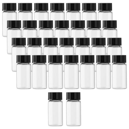 Mini Essential Oil Bottles Empty Sample Bottle 30PCS 5ml (0.17 Oz) Clear Liquid Sampling Sample Black Screwcap Glass Bottles Vials for Chemistry Lab Chemicals