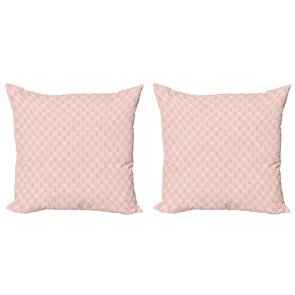 Ambesonne Vintage Throw Pillow Cover 2 Pack, Ornate Patterns with Swirls, 16", Blush and White