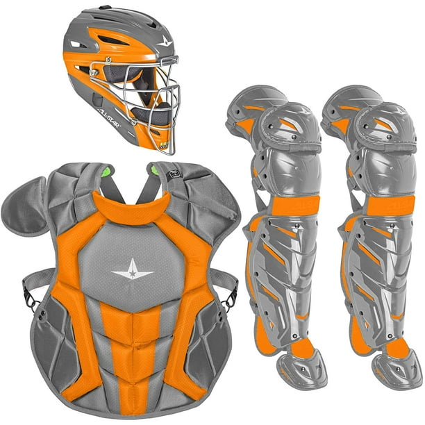 AllStar System 7 Axis Youth Two Tone Catcher's Set, Graphite / Orange