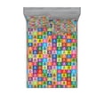 thumbnail image 2 of Ambesonne Colorful Fitted Sheet & Pillow Sham Set, Pirate Flags Deisgn, Twinxl, Multicolor, 2 of 3