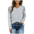 thumbnail image 2 of Pntutb moda mujer invierno cuello en V Puff manga larga sólido Casual camisa blusa Pntutb Pntutb-1757, 2 of 6