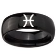 thumbnail image 2 of Tungsten Pisces Zodiac 8mm Glossy Black Polished Dome Men Ring, 2 of 2