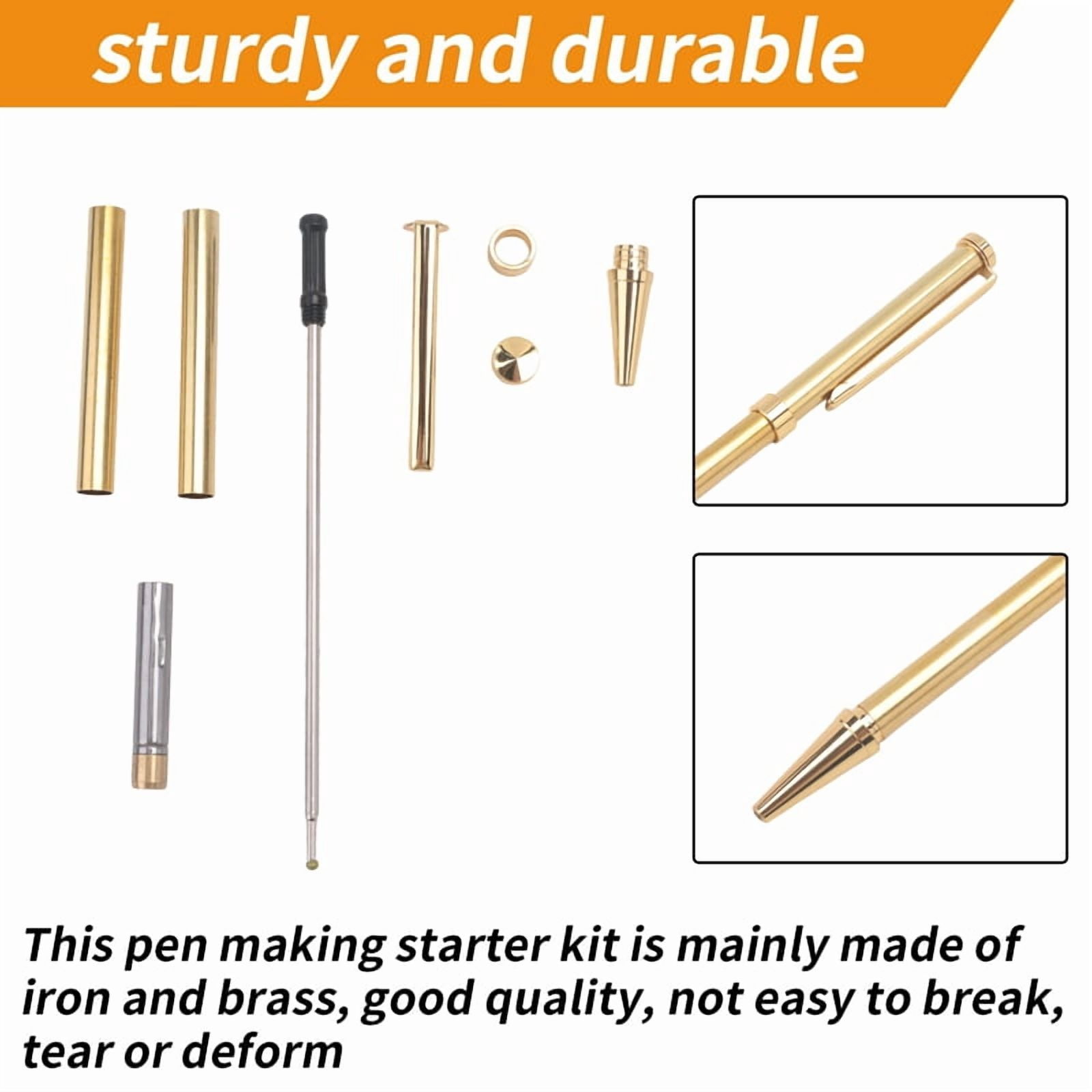 Katigan 10 Sets of Wood Turning Pen Kit Project Supplies 7mm Slim Pen Kit with Refills and Pen Blanks Wood for Lathe Turning