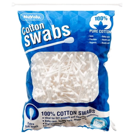 NuValu Cotton Swabs, Multi-Purpose, Double Tipped, 100% Pure Cotton (1000 Count)