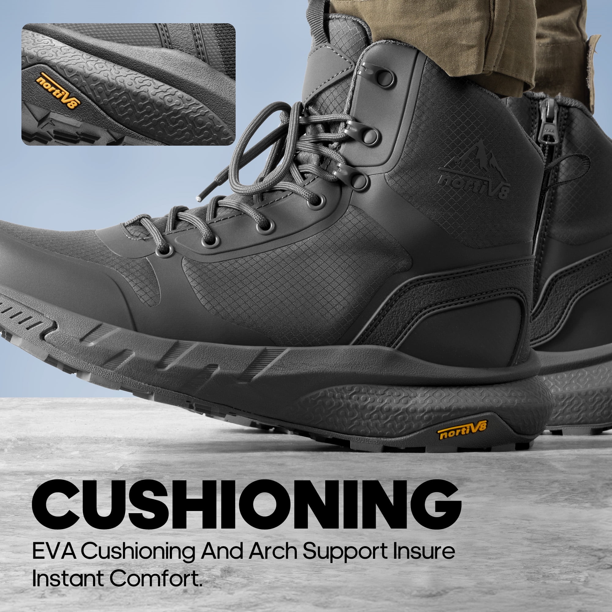 Nortiv Mens Fashion Comfort Work Safety Shoes Steel Toe