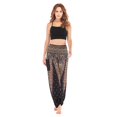 thumbnail image 2 of MERIGLARE Pantalon Harem en Polyester Taille Smockée Coloré Été Mode Décontractée Femmes Noir, 2 of 9